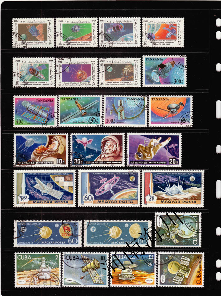 Collectible Vintage Postage Stamps - แสตมป์อวกาศ 100 แบบ แสตมป์ไปรษณีย์แท้สำหรับสะสม แสตมป์วินเทจสำหรับอุปกรณ์ตกแต่งสมุดภาพ
