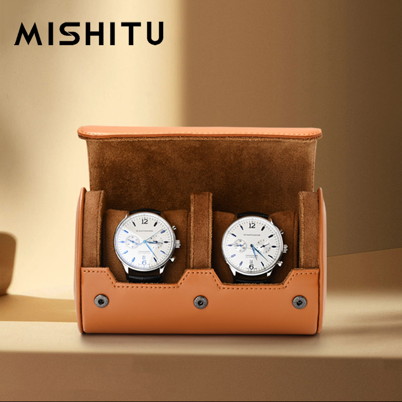 Vintage Jewelry Collection - MISHITU 1/2/3-Slot นาฬิกาม้วนกระเป๋าเดินทางแบบพกพา Vintage หนังนาฬิกากล่องเก็บกระเป๋านาฬิกาผู้ชายของขวัญ