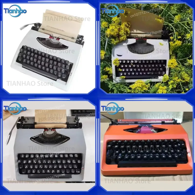 Collectible Vintage Tools - เครื่องพิมพ์ดีดแบบกลไกสไตล์วินเทจจากรัสเซีย สำหรับเครื่องพิมพ์ดีดภาษาอังกฤษแบบพกพา ของสะสมย้อนยุคมือสอง ของขวัญสำหรับนักเรียน