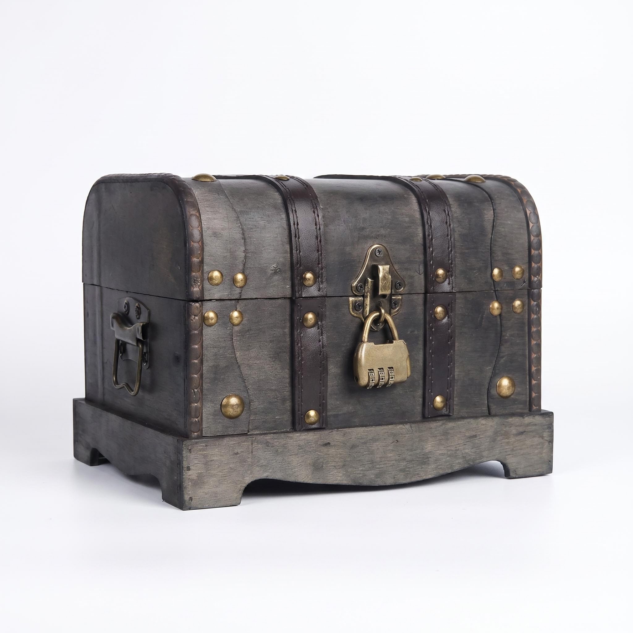 Collectible Vintage Tools - กล่องสมบัติไม้โบราณขนาดใหญ่พิเศษ พร้อมกุญแจรหัส กล่องเก็บของสไตล์เรโทร สำหรับของสะสมและของตกแต่งบ้านสไตล์โบราณ