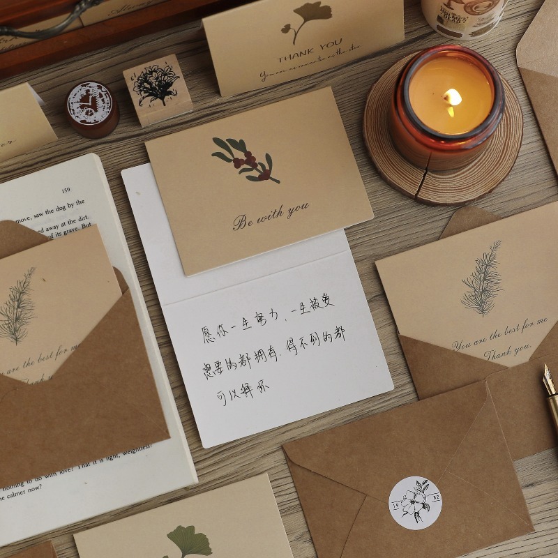 ชุดการ์ดอวยพรลายใบไม้สไตล์วินเ - Collectible Vintage Greeting Cards บทวิจารณ์และราคา