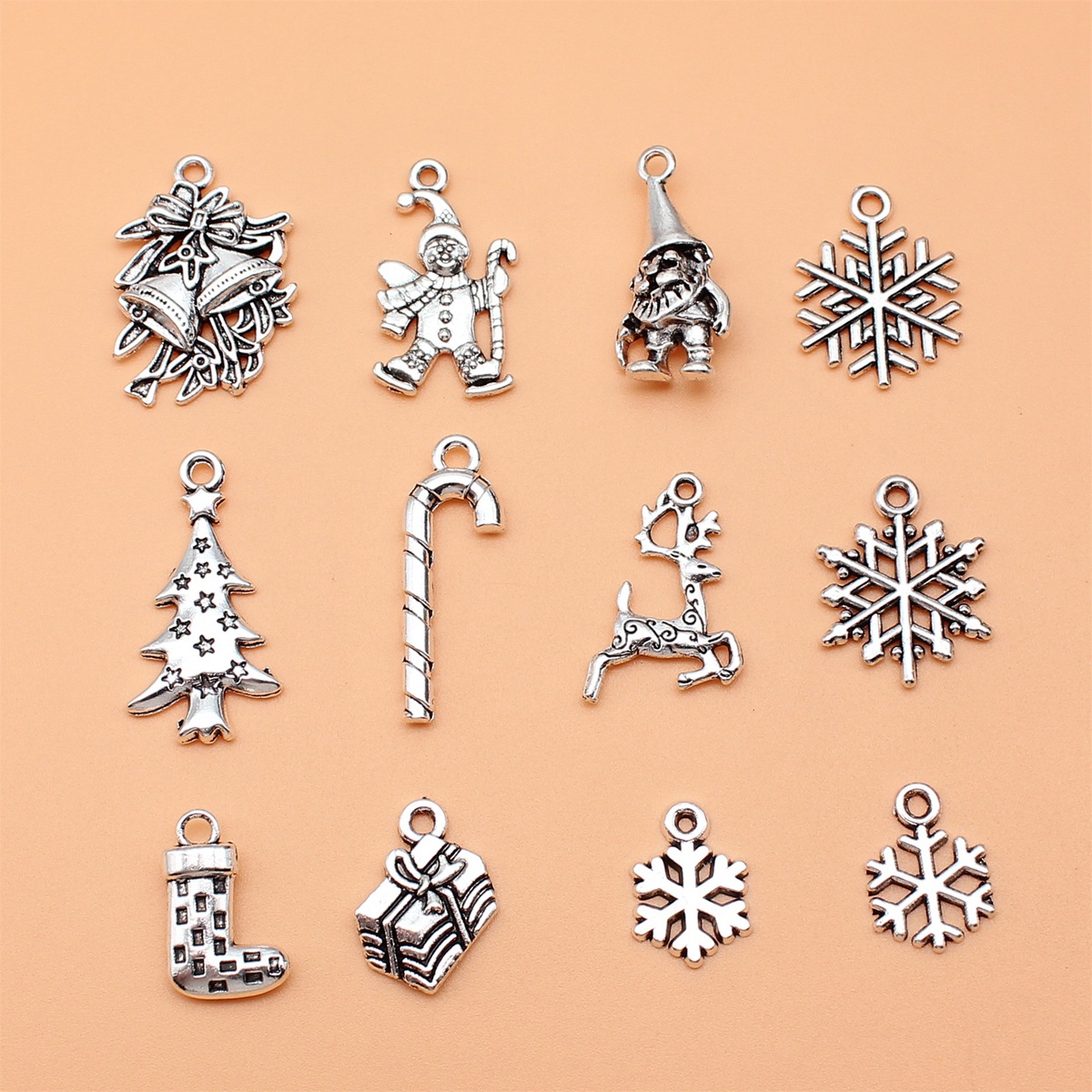 12ชิ้นสีเงินโบราณคริสมาสต์เกล็ - Vintage Collectible Santa บทวิจารณ์และราคา