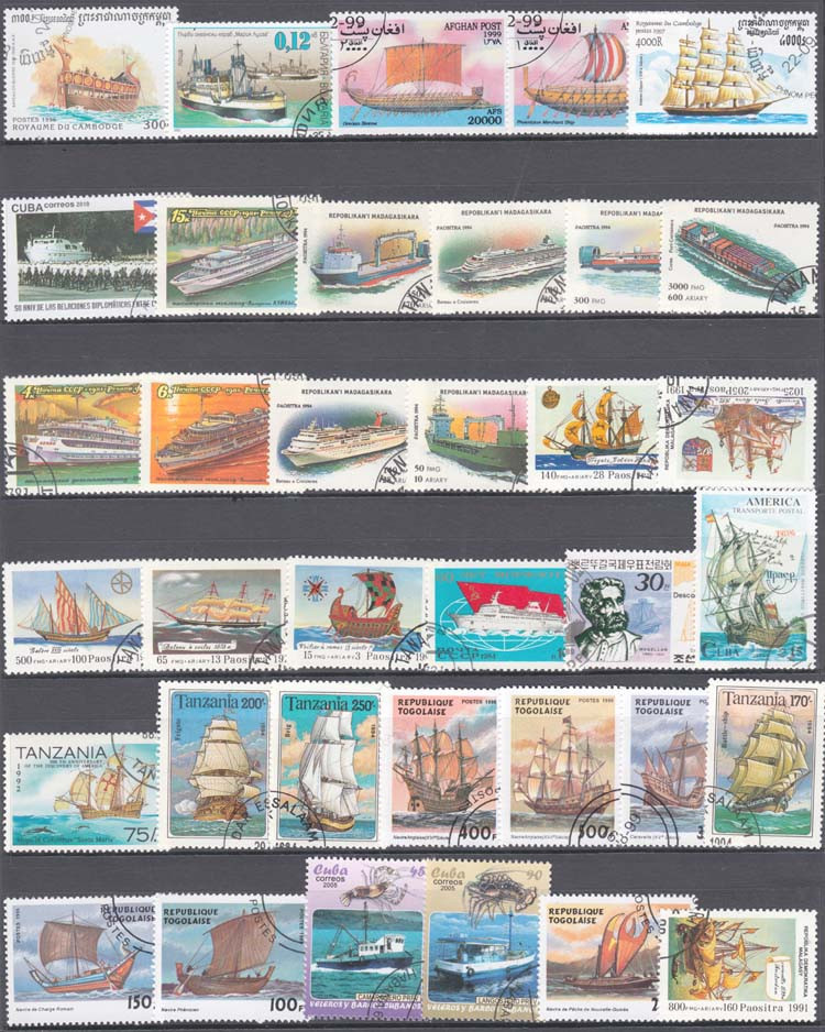 100 แสตมป์พิเศษเรือและเรือใบคอ - Collectible Vintage Postage Stamps บทวิจารณ์และราคา