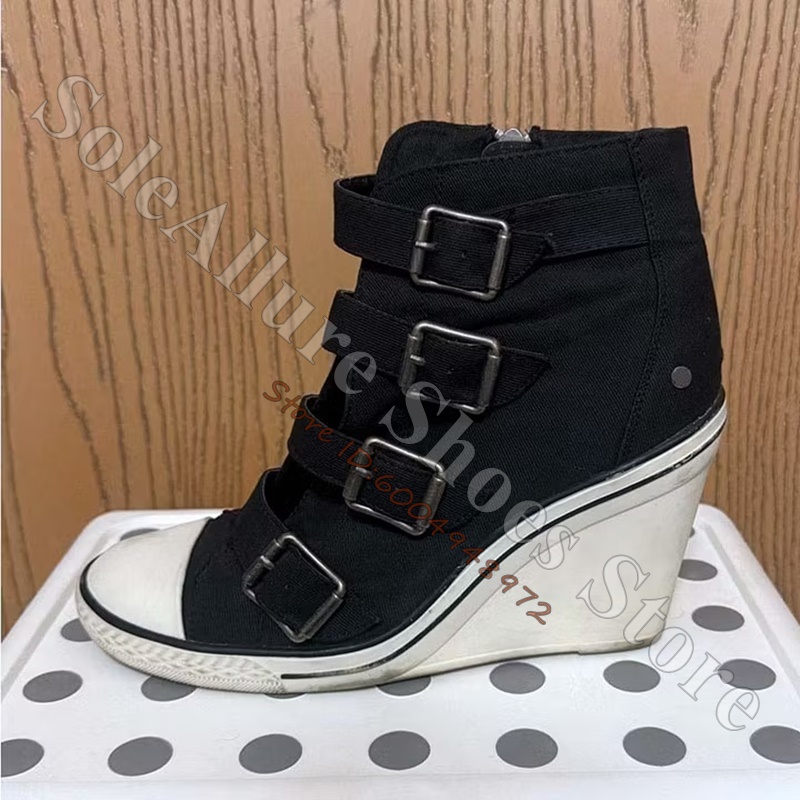 รองเท้าผ้าใบหุ้มข้อสีเทาพร้อมห - Vintage Zipper บทวิจารณ์และราคา